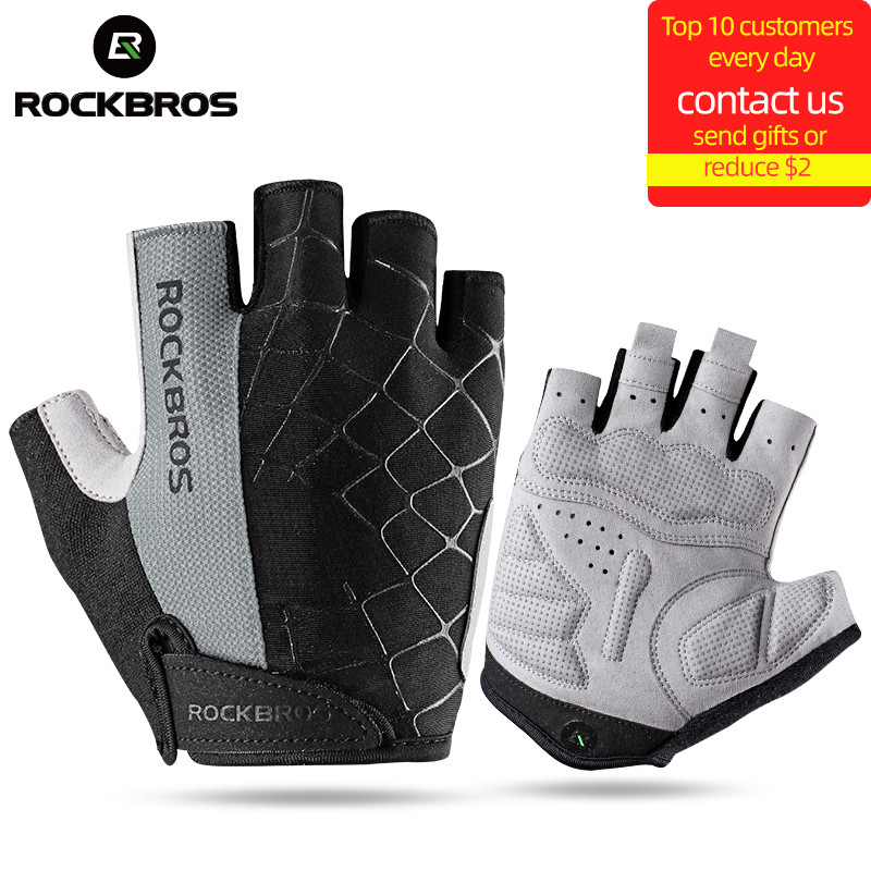 ROCKBROS Cycling Bike Gloves Half Finger Shockproof Breathable MTB Mountain Bicycle Sports Gloves Me