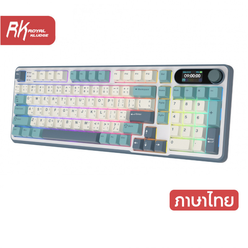 RK Royal Kludge RK S98 Light Cloud 98 Key Tri-Mode RGB แบบมีสายบลูทูธ 2.4G ไร้สาย 3 โหมดพร้อมหน้าจอ 