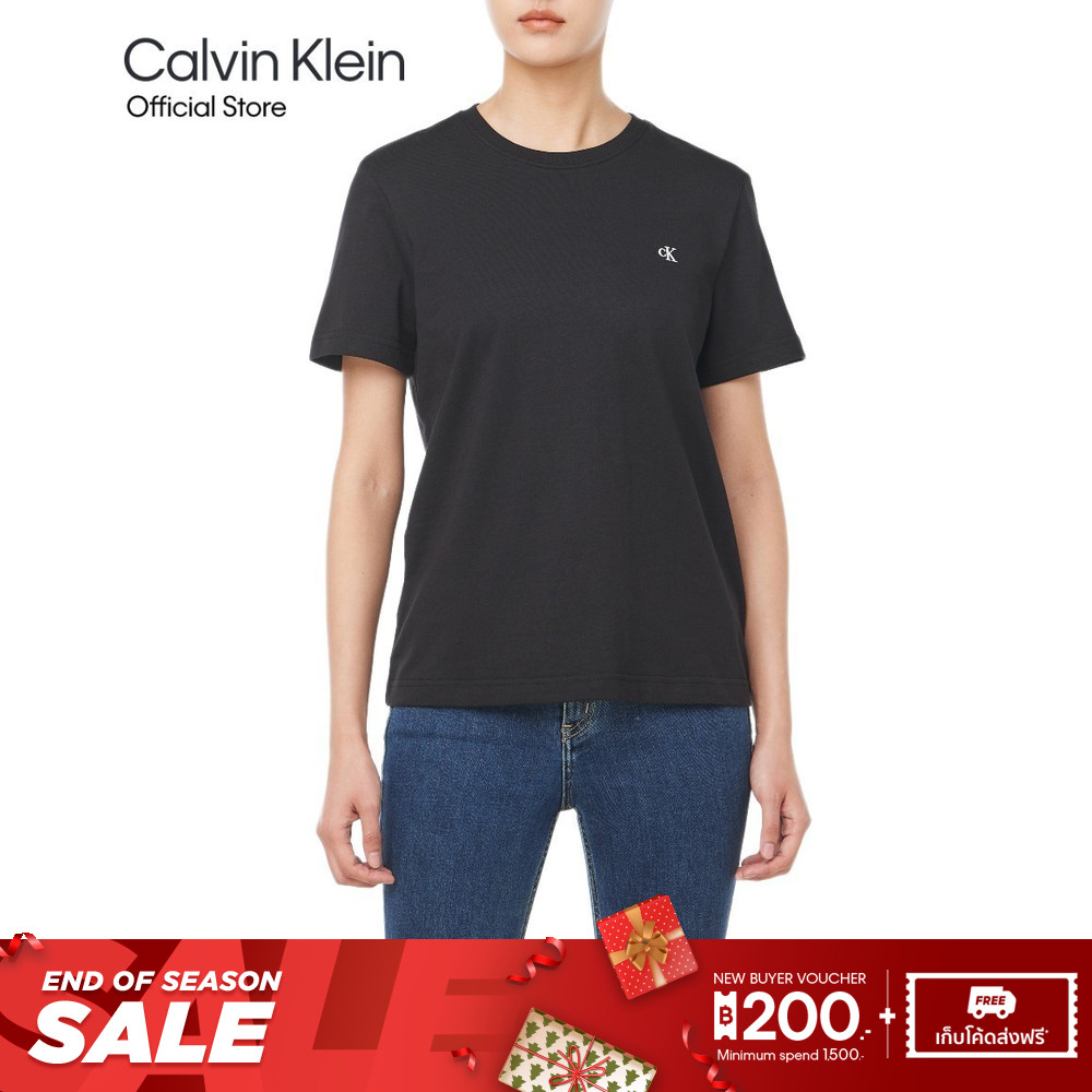 CALVIN KLEIN เสื้อยืดคอกลมแขนสั้นผู้หญิง ทรง Regular รุ่น 47B224G UB1 - สีดำ