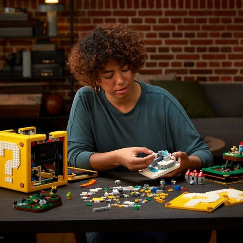 ของขวัญ บล็อกตัวต่อที่เข้ากันได้ สุด ๆ มาริโอ 64 เครื่องหมายคําถามกล่องประกอบชายหญิงกล่องของเล่นเด็ก