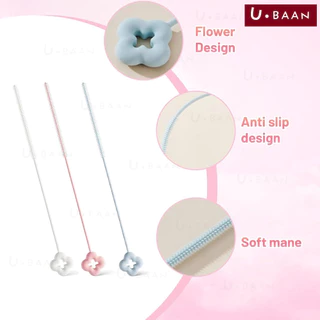 UBAAN แปรงล้างหลอด แปรงล้างหลอดซิลิโคน ด้ามยาว ล้างลึก ไม่ทำลายหลอด Silicone Straw Cleaning Brush