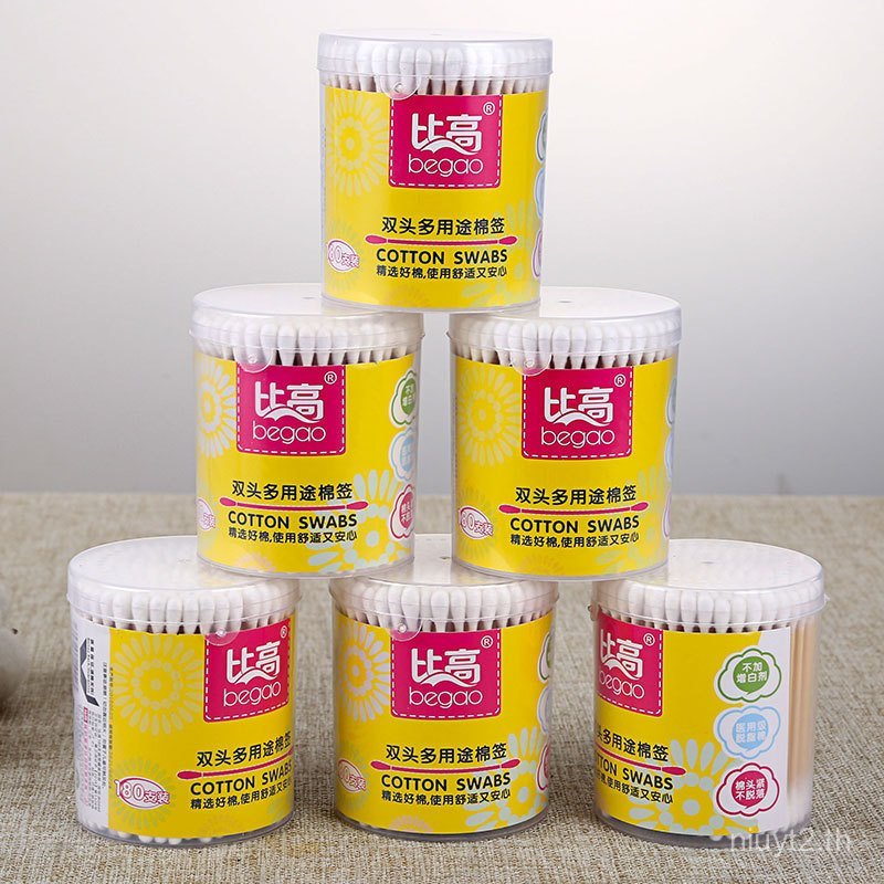 BIGO ผู้ผลิตสําลีกล่อง 180 สําลี Sticks แต่งหน้าความงามแต่งหน้า Remover หูหยิบ Double-Ended ผ้าฝ้าย 