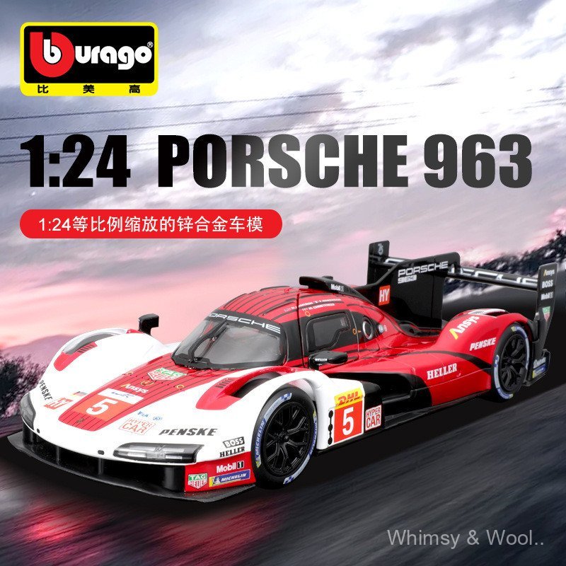 Bburago Bburago 1: 24 Porsche LeMan 963 รถจําลองรุ่นรถของเล่นรถแข่ง