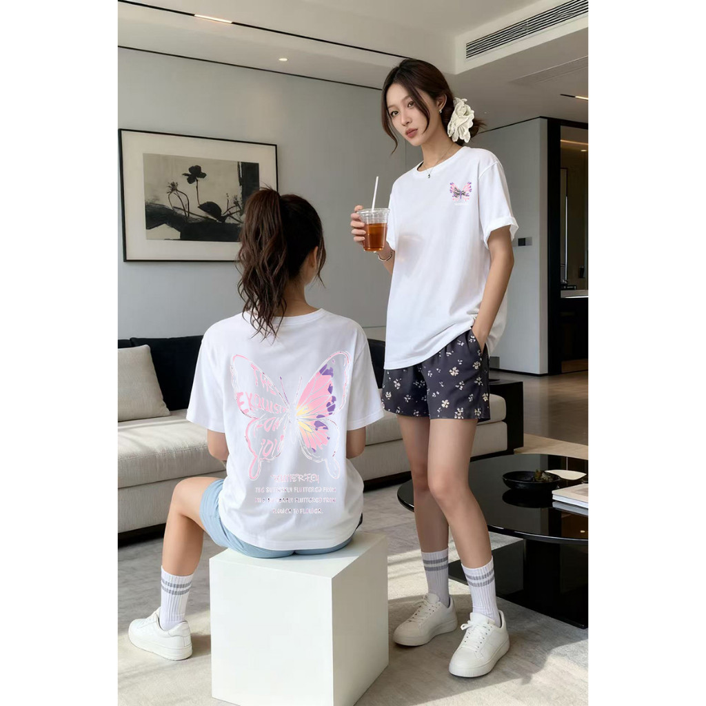 เสื้ดยืดเเฟชั่นใหม่ น่ารัก ทันสมัย พิมพ์ลายกราฟิก สกรีนเเน่น ทนทาน  เนื้อผ้าใส่สบาย ระบายอากาศได้ดี 