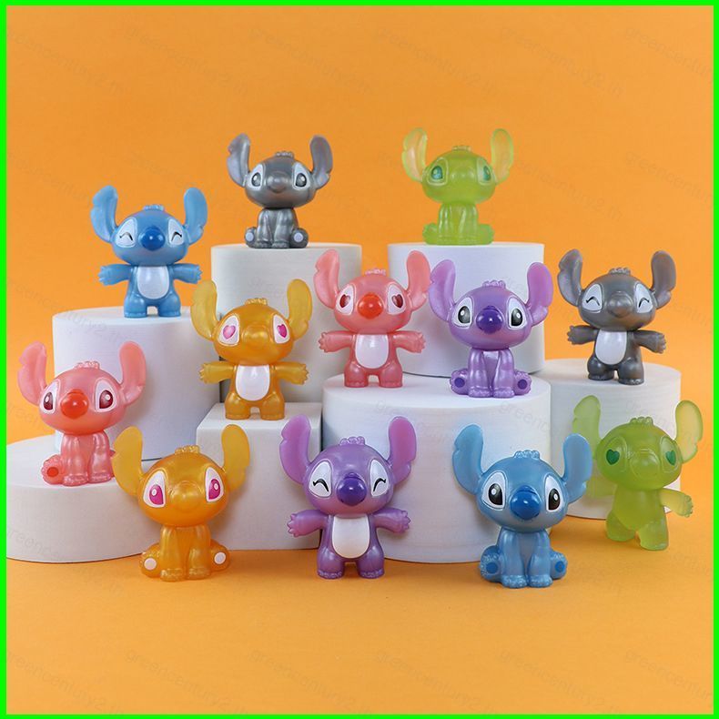 GC 12 ชิ้นที่มีสีสัน Stitch Action Figure 626 ตุ๊กตาของเล่นเด็กเด็กวันเกิดเค้กเครื่องประดับคอลเลกชัน