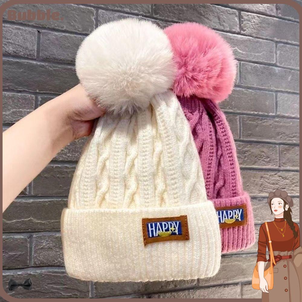 หมวกถักฟลีซฤดูหนาว พร้อมหูตุ๊กตาและ Pom-pom สำหรับวันอากาศเย็นและกิจกรรมกลางแจ้ง
