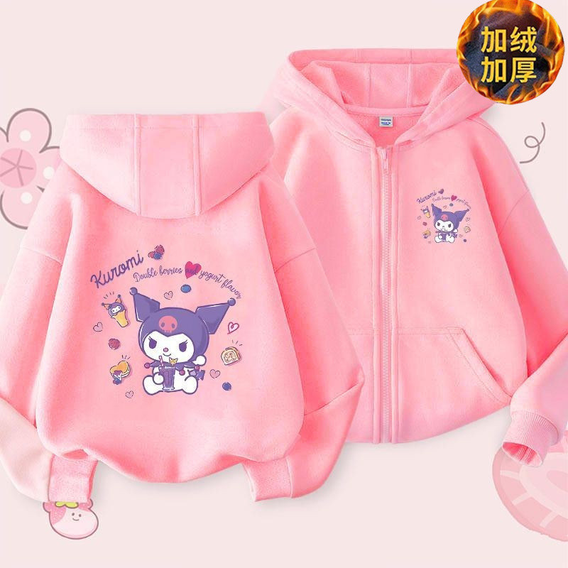 Kuromi Zipper Hoodies สาว Cinnamoroll เสื้อกันหนาวฤดูใบไม้ร่วงและฤดูหนาวแขนยาว Harajuku Pullovers Series Stich Casual Hooded