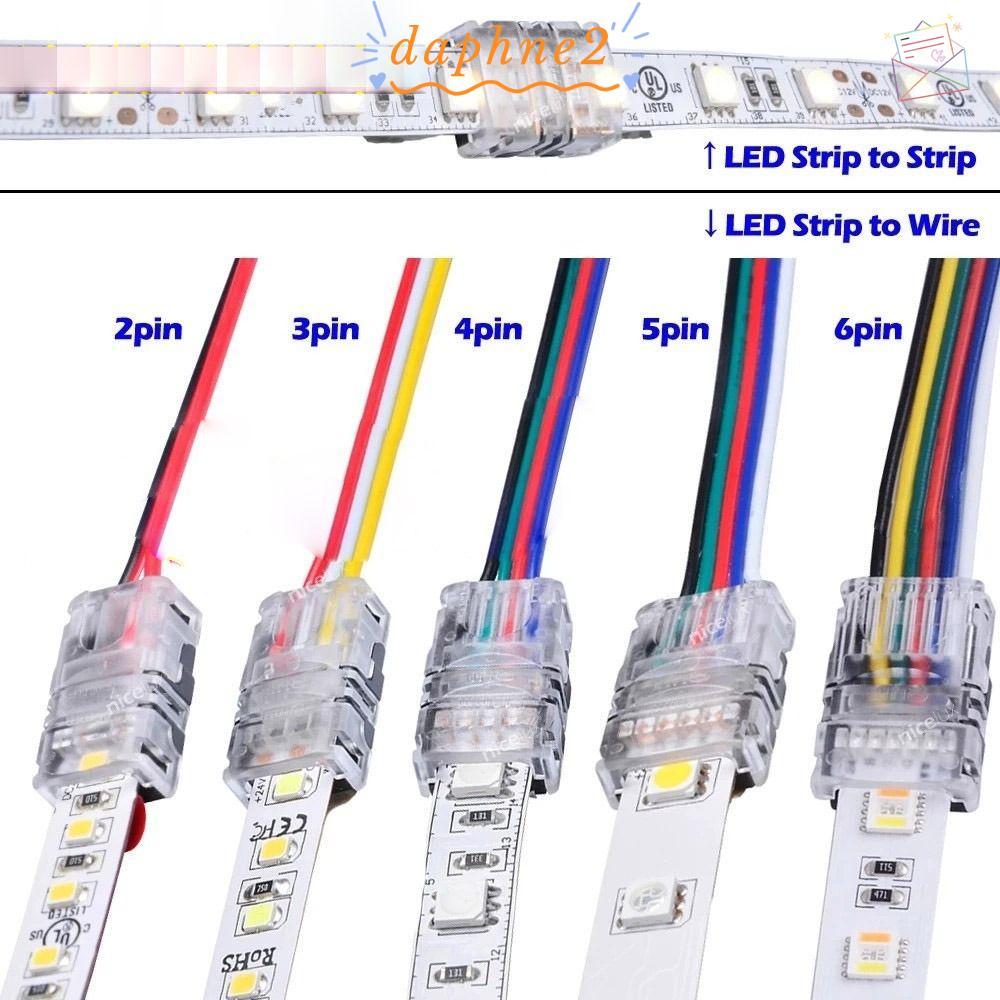 DAPHNES LED Strip Connector 2pin 3pin สําหรับ RGBW RGBWW 3528 4pin 5pin 6pin การเชื่อมต่อสายไฟ