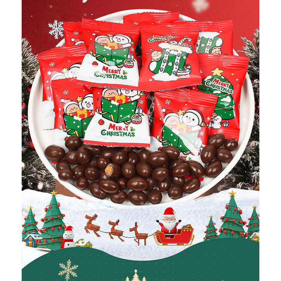 โปรโมชั่น คริสต์มาสถั่วช็อคโกแลตถั่วขนมขนมของขวัญสําหรับแฟนหลวมแพ็ค Qilu Bear Christmas Series Heart Candy