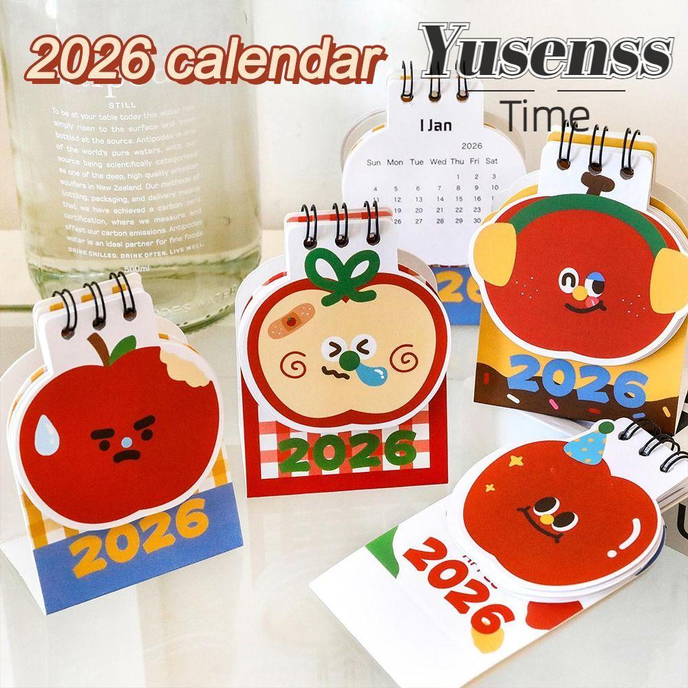 ยูเซ็น 2026 ปฏิทินตั้งโต๊ะ, รูปร่างผลไม้ม้วนผูกพันปฏิทินตั้งโต๊ะ, ง่ายพกพาการ์ตูนมินิตารางวางแผนสํานักงานอุปกรณ์การเรียน