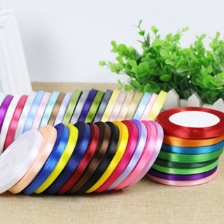 BLIVO ริบบิ้นผ้าซาติน โบว์นักเรียน ริบบิ้นดำ ขนาด 6 มม. สําห…