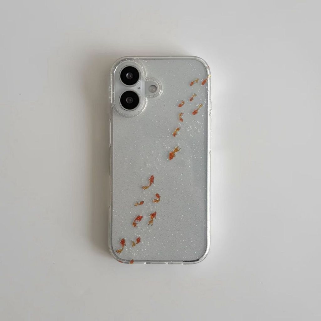 Ins Glitter Goldfish เหมาะสําหรับ Apple 17PROMAX เคสโทรศัพท์ 16/15/14/13/12/11/XRiPh Soft Case เคสโทรศัพท์