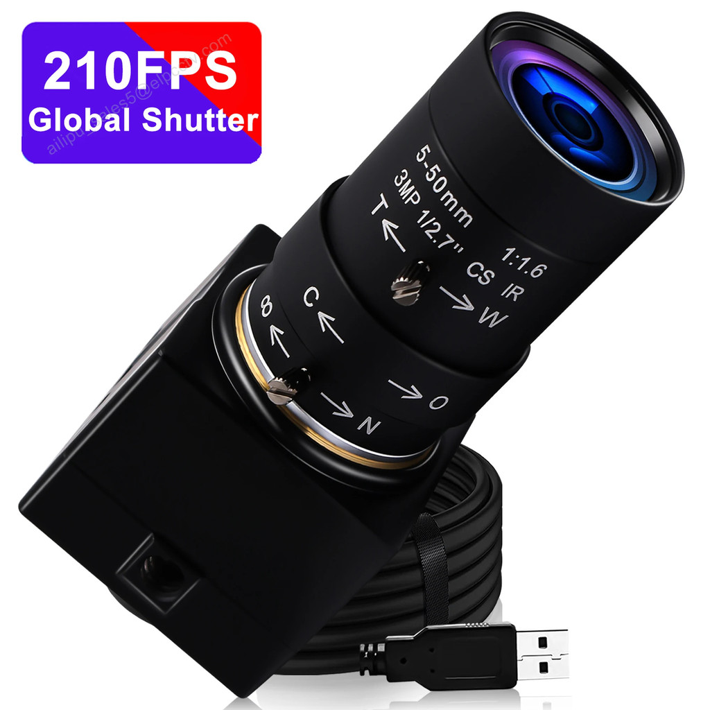 210fps 120fps ความเร็วสูง Global Shutter USB กล้อง 5-50 มม.เลนส์ Cmos Ov9281 Monochrome เว็บแคม Usb 