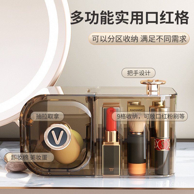 กล่องเก็บลิปสติก2025เครื่องสําอางสก์ท็อปลิปสติกกล่องที่มีฝาปิดลิปสติกพรีเมี่ยมชั้นวางป้องกันฝุ่นลิปเ