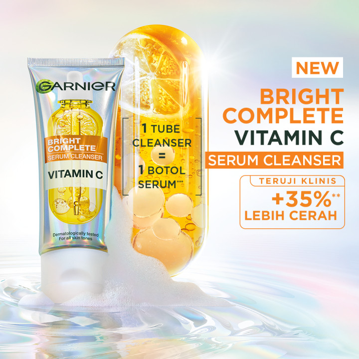GARNIER BRIGHT COMPLETE VITAMIN C SERUM CLEANSER 100ml.