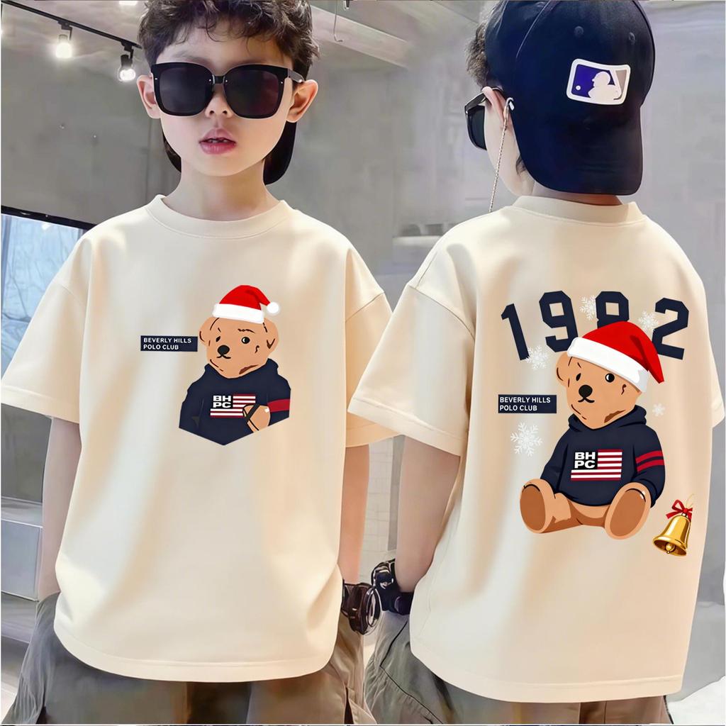 เกาหลี เสื้อเด็ก ผลิตจากผ้าฝ้าย 100% พิมพ์ลาย เหมาะ เด็กผู้ชาย และ เด็กผู้หญิง