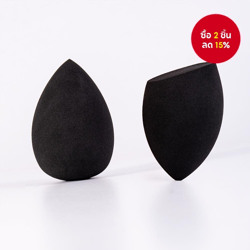 2-Pack Black Beauty Egg-Shaped Water Drop Bevel Soft Skin-Friendly เปียกและแห้ง Dual-ใช้เครื่องมือแต่งหน้า