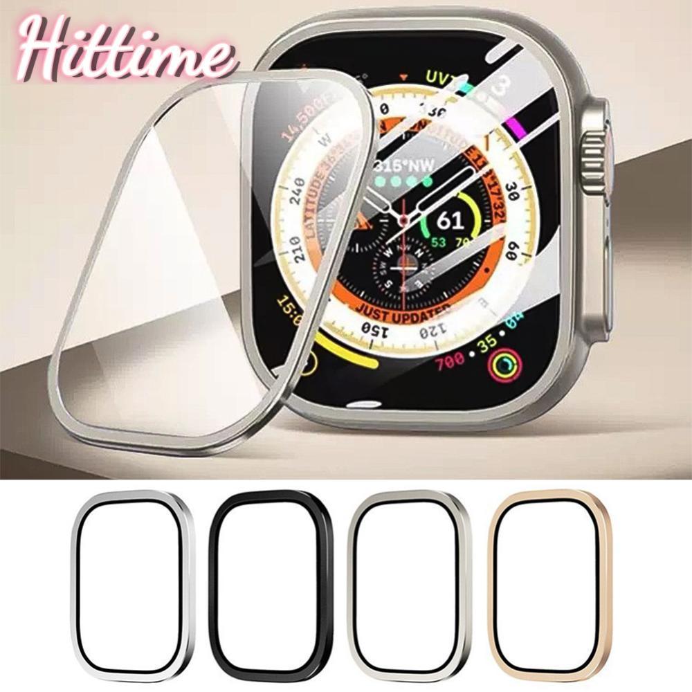 HITTIME กระจกนิรภัยสําหรับนาฬิกา Ultra 3 Ultra 2 49 มม.กรอบโลหะผสมไทเทเนียมขอบป้องกัน iWatch ป้องกัน