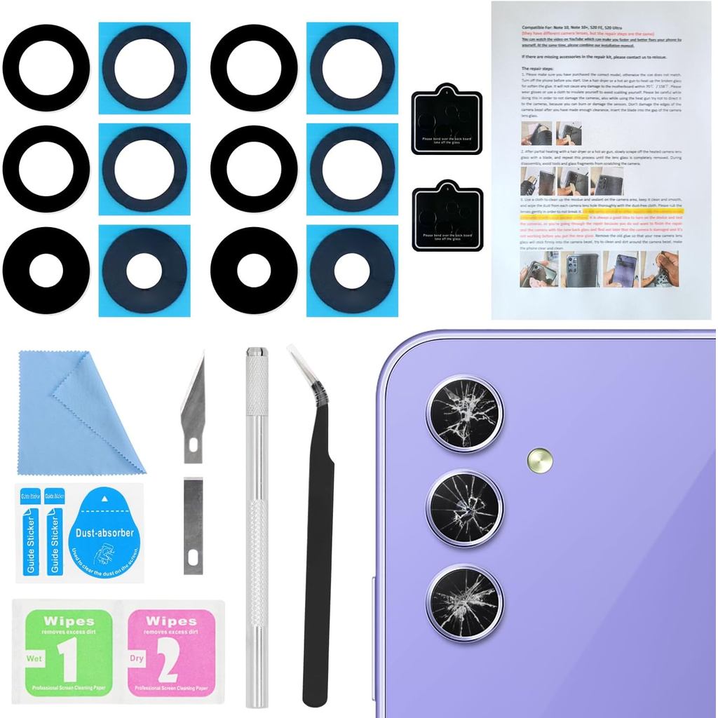 2PCS Galaxy A54 Back Rear Camera Lens Glass Replacement, ASDAWN Back Lens Glass for Samsung Galaxy A