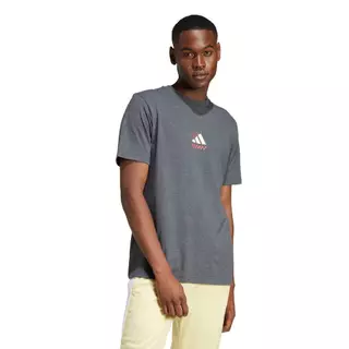 adidas ไลฟ์สไตล์ เสื้อยืดพิมพ์ลาย Lounge Pizza ผู้ชาย สีเทา JN2400
