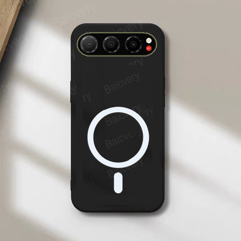 ปลอกสําหรับ ZTE Nubia AIR 5G Z2468N สีดํานุ่มปกหลังพร้อมสติกเกอร์ชาร์จไร้สายแม่เหล็ก