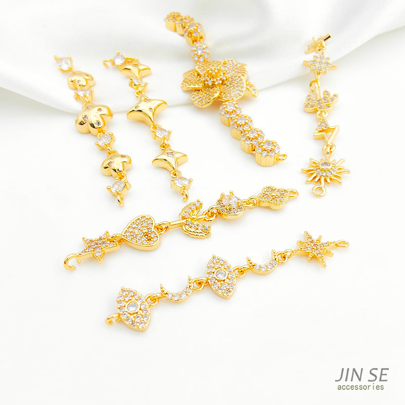 โซ่เชื่อมต่อ 18K 14K Star Moon Double Circle