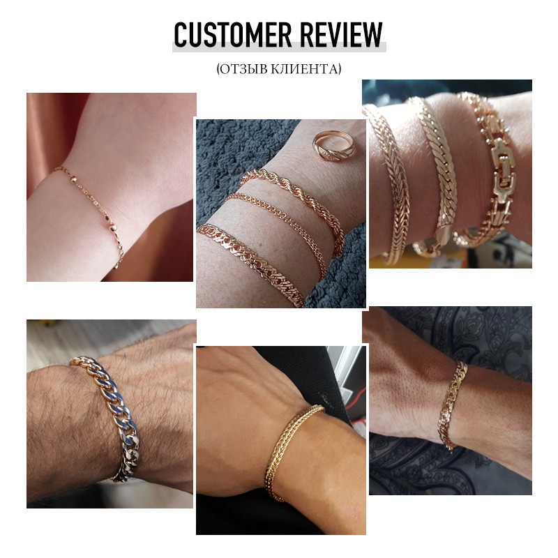 สร้อยข้อมือ 20 ซม. สําหรับผู้หญิงผู้ชาย 585 Rose Gold Curb Snail Foxtai