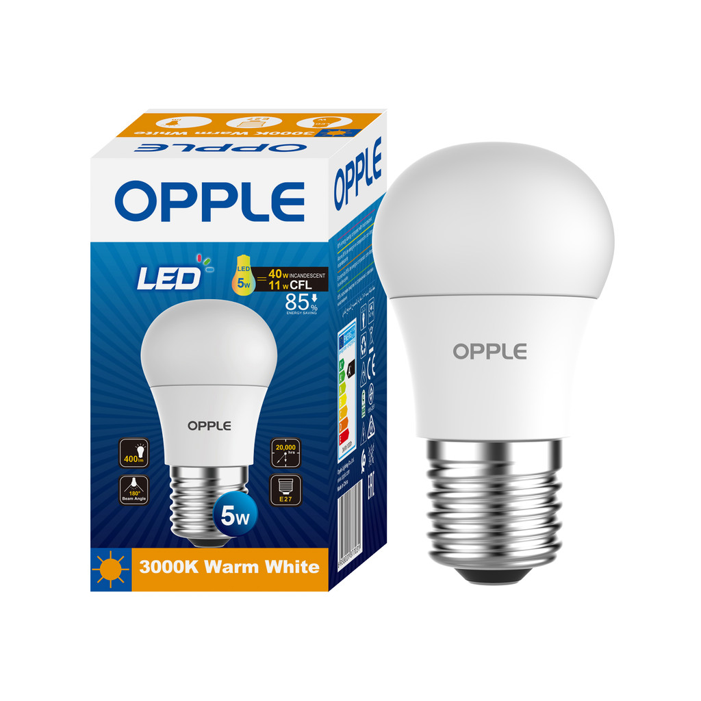 หลอดไฟ LED E27 5W Warm White OPPLE รุ่น E1P45-E27-5W-WWCTV7
