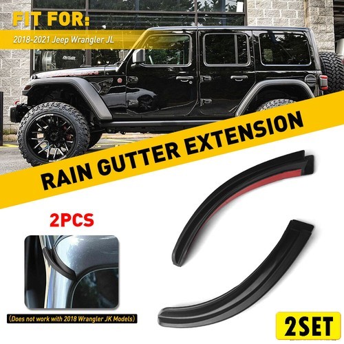 4PCS Water Rain Gutter Extension Car Fit For Jeep Wrangler JL 18-21 Gladiator JT