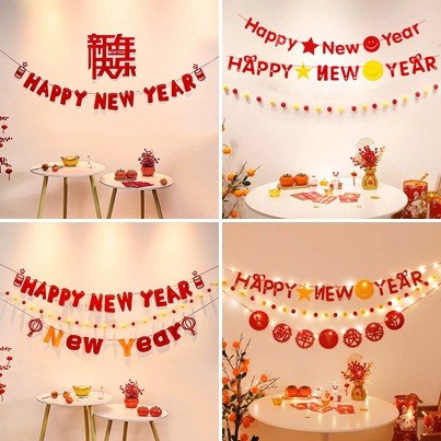 2025 ปีใหม่แขวน Bunners Party Decor Supplies Photo Prop Bunner เทศกาลบรรยากาศ Decor