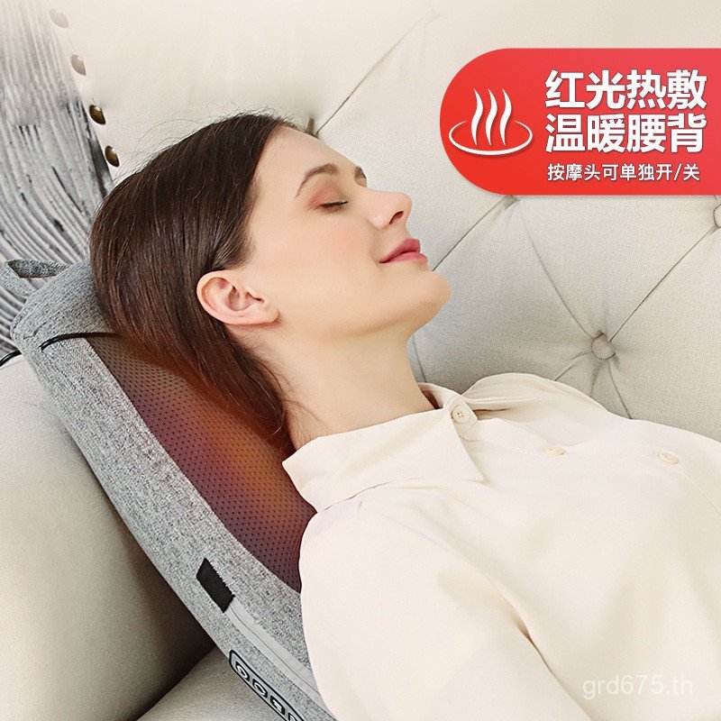 พนักพิงเอวว้าวค้อนนวดระบายอากาศบีบอัดหมอนนวดประคบร้อนนวดเบาะกระดูกสันหลังส่วนคอความร้อน 0LXC