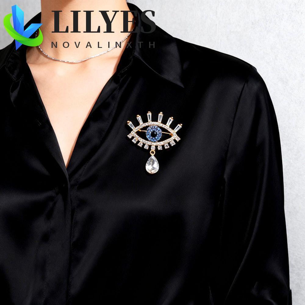 LILYES Devil Eye เข็มกลัด Pin, ตกแต่งคริสตัลจี้ Luxury Badge Pin, แฟชั่น Vintage Hollow Out Rhinesto