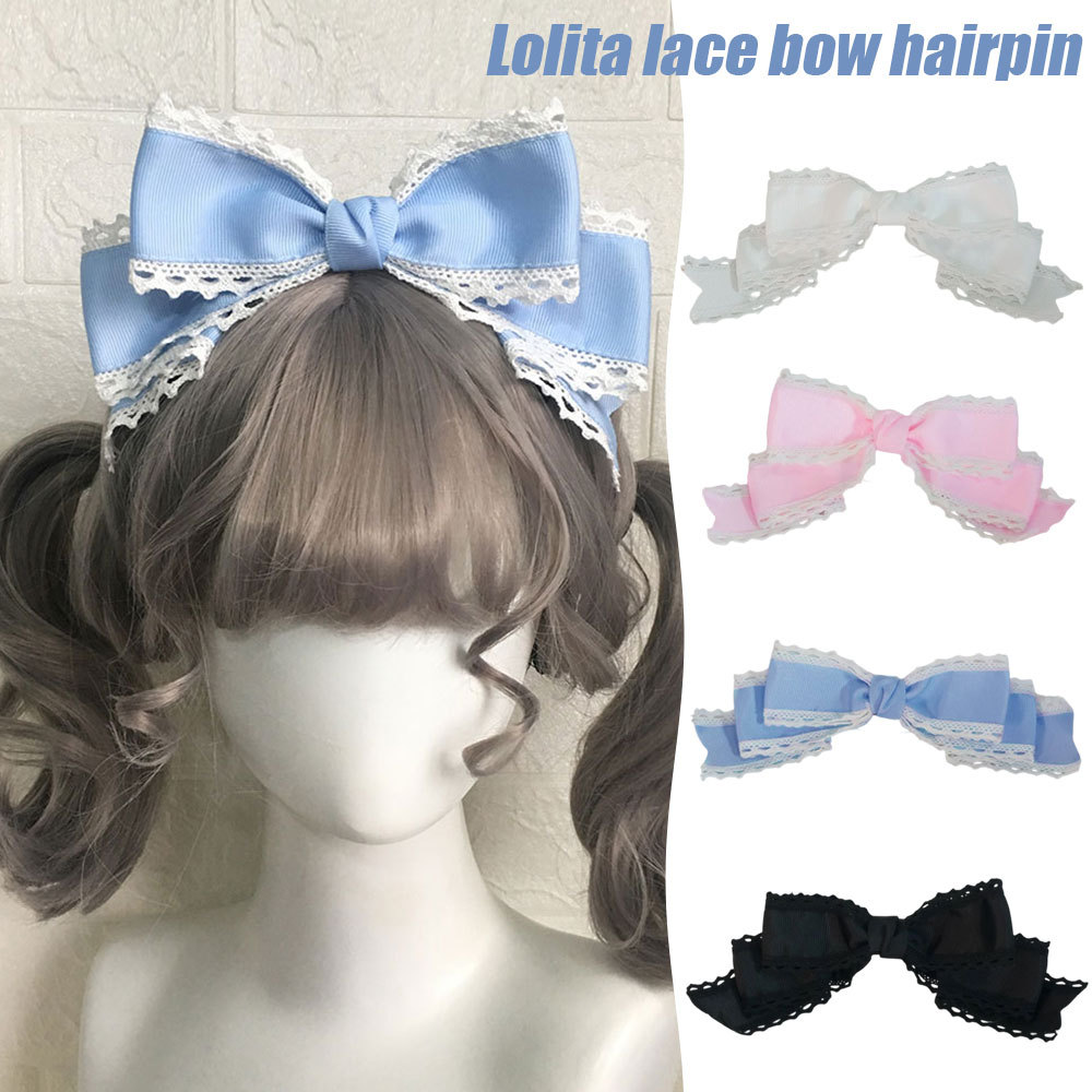 DIY Bow Hairclip สำหรับ Cosplay และสไตล์ Lolita ติดผมเก๋ไก๋ พร้อมรายละเอียดสวยงาม 1 ชิ้น