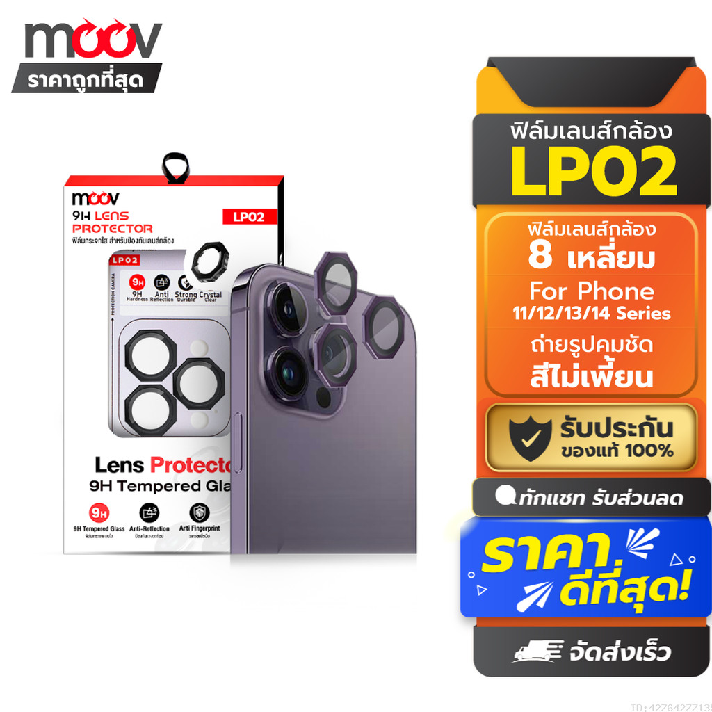 [69บ. ส่งด่วน] Moov LP02 ฟิล์มเลนส์กล้อง ไอโฟน For iPhone 14 Pro Max 13 Pro 12 mini 11 ฟิล์มกระจกกล้
