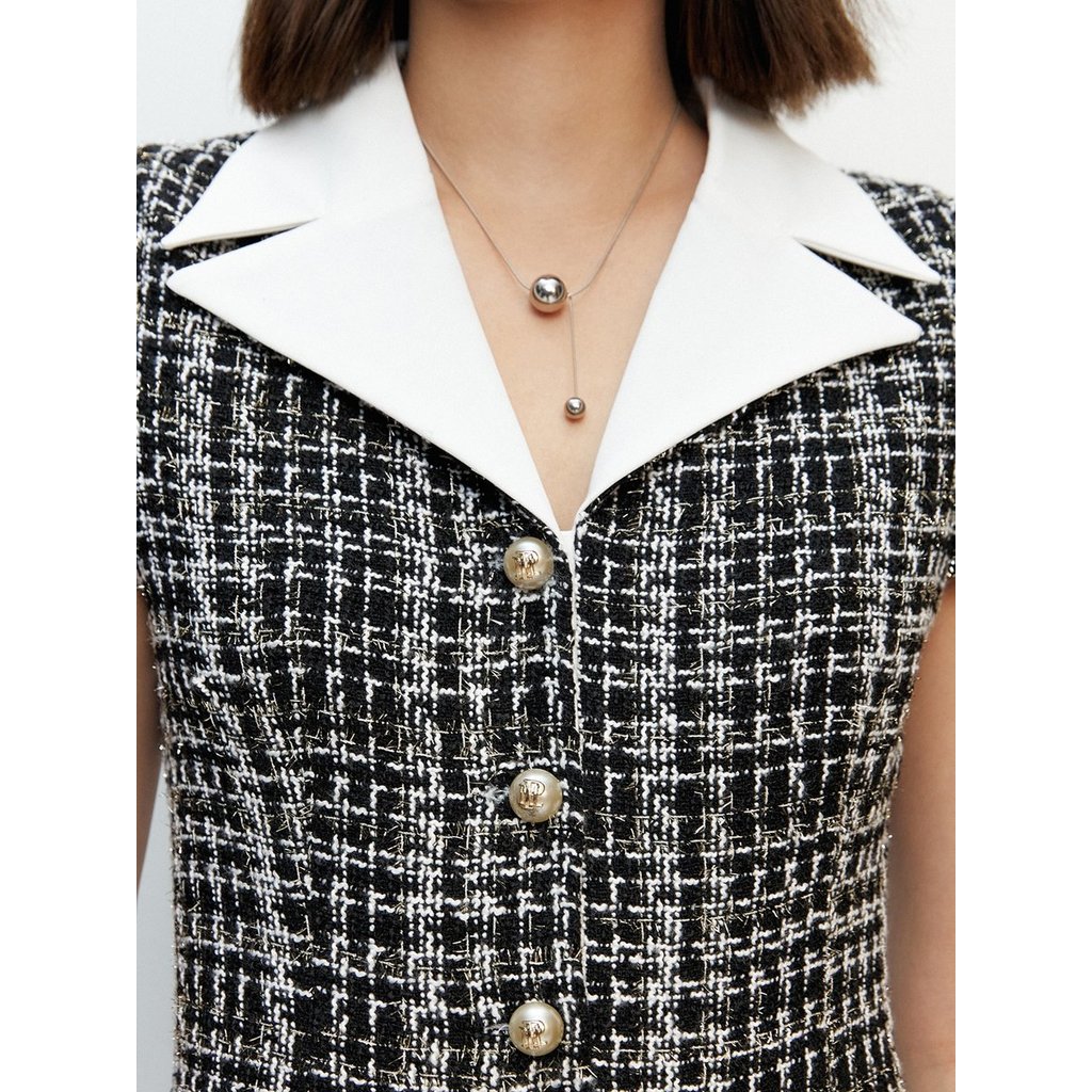 [Pomelo] มินิเดรสแขนตุ๊กตามาพร้อมกระดุมหน้า / Puffed Sleeve Front Button Mini Dress — صورة 2