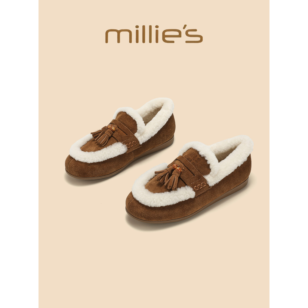 Millies Miaoli รองเท้าผู้หญิงขี้เกียจ Slip-On รองเท้าขนสัตว์ Retro สบายแฟชั่นรองเท้าลําลอง 2026 สไตล