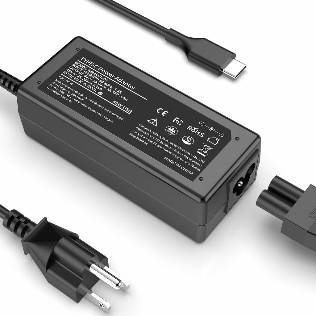 Universal 45W USB Type-C Fast Charger ใช้งานร่วมกับ Hp Chromebook X36011-ae051wm 11-ae001tu 14-ca051