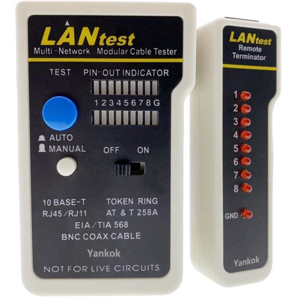 Yankok LANtest Multi-Network Modular Cable Tester Kit for Cat5/5e Cat6, Coaxial, RJ45 RJ11, TIA-568A