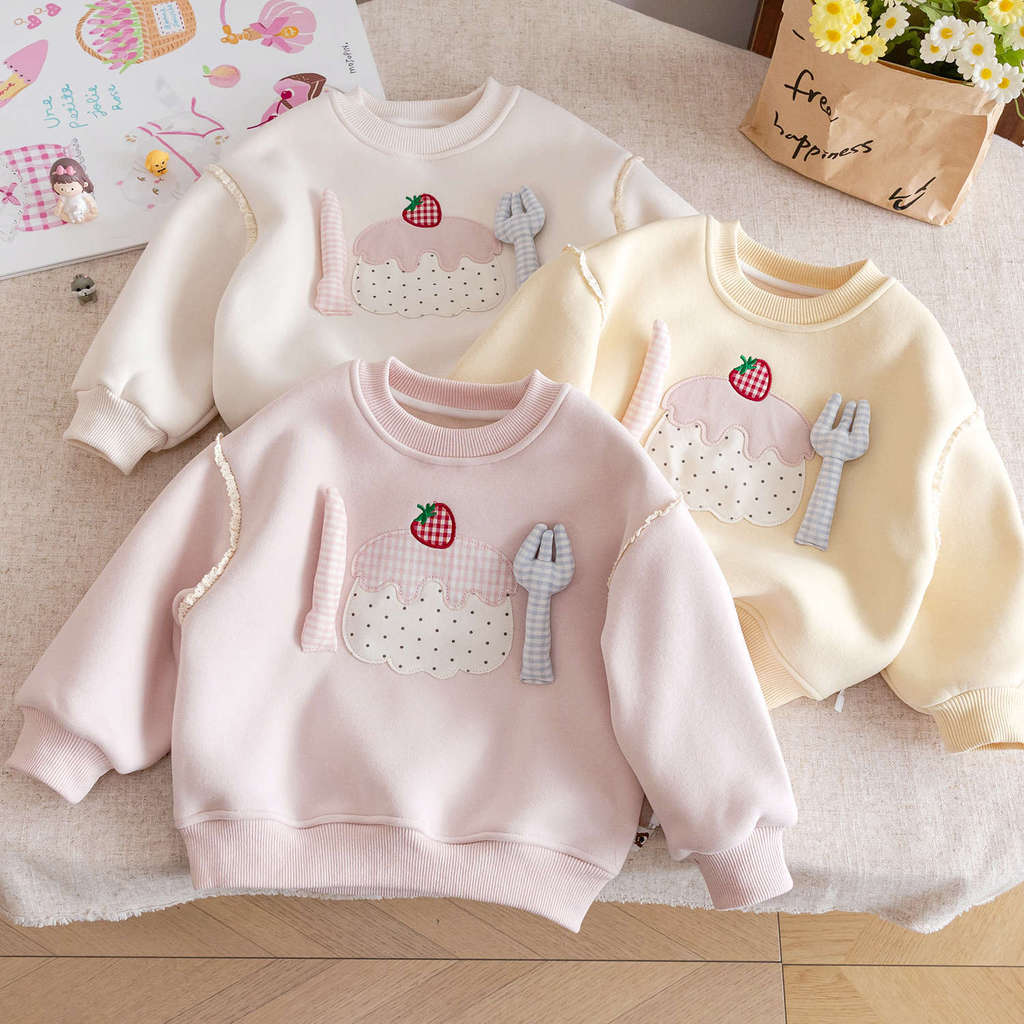 เสื้อกันหนาวสำหรับเด็ก วัสดุขนแกะ พิมพ์ลายด้านบน สไตล์เกาหลี