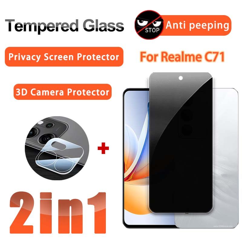 2 in 1 ฟิล์มกันรอย Realme C71 กระจกนิรภัยฟิล์มสำหรับ Realme C71 C67 C75 C75X C73 C65 C63 C61 C55 C53