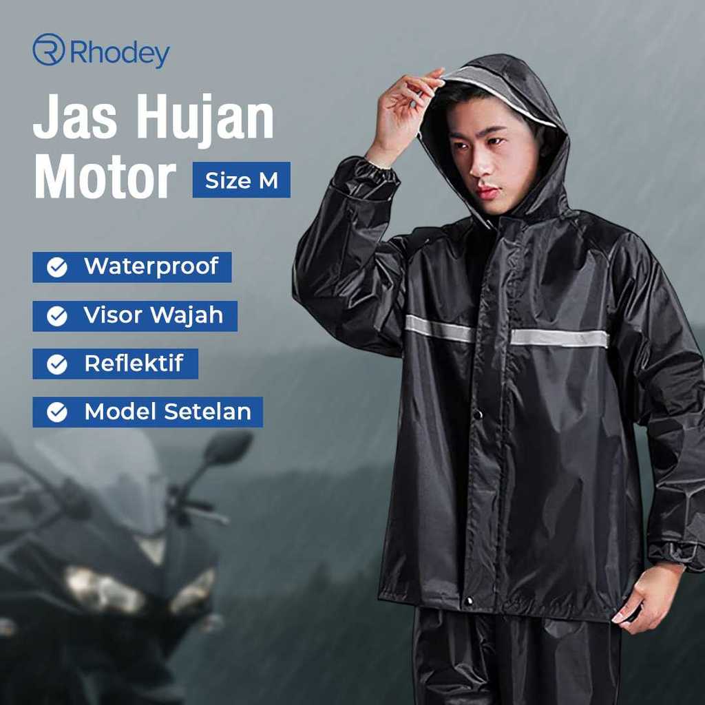Rhodey Pole เสื้อกันฝนมอเตอร์ไซค์ ชุดเสื้อกันฝนแถบสะท้อนแสงพร้อมหมวก - T1