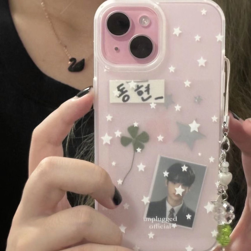 ส่งจากไทย เคสโทรศัพท์รุ่น16 ลายดาวสีฟ้าขาว สไตล์อิน เคสใสแบบด้าน For IPhone17 16 13 11 12 14 15ProMAX XR XSMAX 6/7/8PLUS
