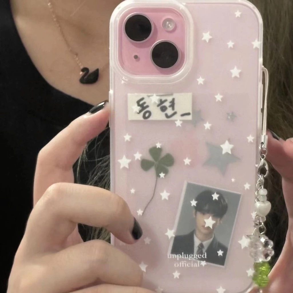 ส่งจากไทย เคสโทรศัพท์รุ่น16 ลายดาวสีฟ้าขาว สไตล์อิน เคสใสแบบด้าน For IPhone17 16 13 11 12 14 15ProMAX XR XSMAX 6/7/8PLUS
