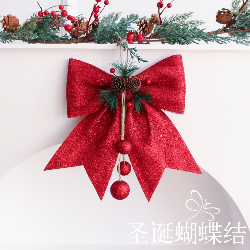 圣诞道具摆件立体造型墙壁挂饰蝴蝶结圣诞树挂件装饰用品Christmas props ornaments three-dimensional wall ornaments jakyey61316663.