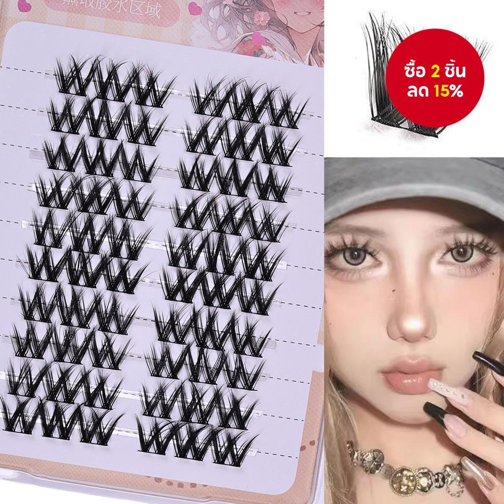 3D Manga Lashes Mink Fur Lash Clusters - Wispy Crossed ขนตาปลอม, Natural & Fluffy Volume