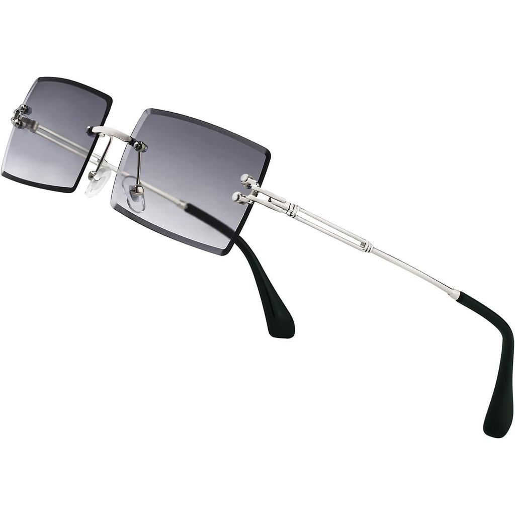 Stylish Small Rectangle Sunglasses Women Men Tinted Frameless Eyewear Ultralight Candy Color Ocean S