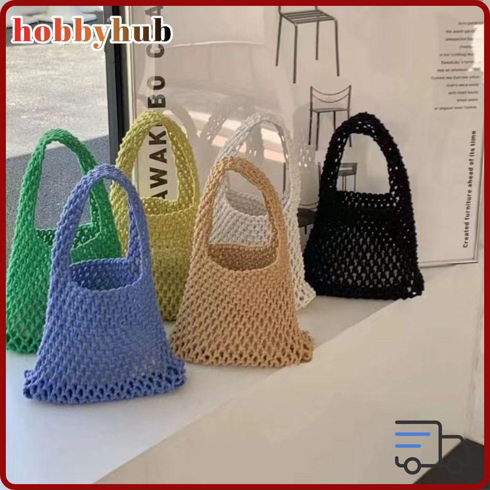 HOBBYHUB กระเป๋าถักถือ แบบ Single Shoulder Bag ผลิตจากเชือกฝ้ายสีสันสดใส อเนกประสงค์ และมีขนาดใหญ่พิเศษ