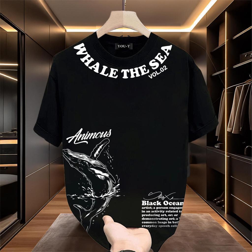 Top.basic🔥เสื้อแฟชั่น เสื้อยืด oversize ผ้าฝ้าย แนวสตรีท ไม่ต้องรีดผ้า สวมใส่สบาย ผ้านิ่ม  ลาย  "WHALE THE SEA"