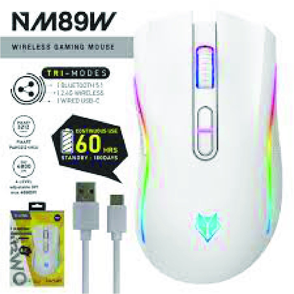 NUBWO NM89W WIRELESS & BlUETOOTH GAMING MOUSE มีไฟ RGB ปรับ DPI ได้ ของแท้ รับประกัน 1 ปี