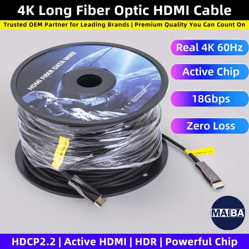 4k 60Hz ยาวสาย HDMI ไฟเบอร์ออปติก HDMI จริง 4K HDMI2.0 2K 144Hz ความเร็วสูง 18Gbps Active Optical สาย 5 M 10 M 15 M 20 M 30 M 50 M สําหรับ HDR TV LCD แล็ปท็อป Esports Gaming